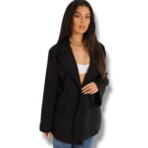 BooHoo Nwt black flared sleeve tailored blazer jacket size 20